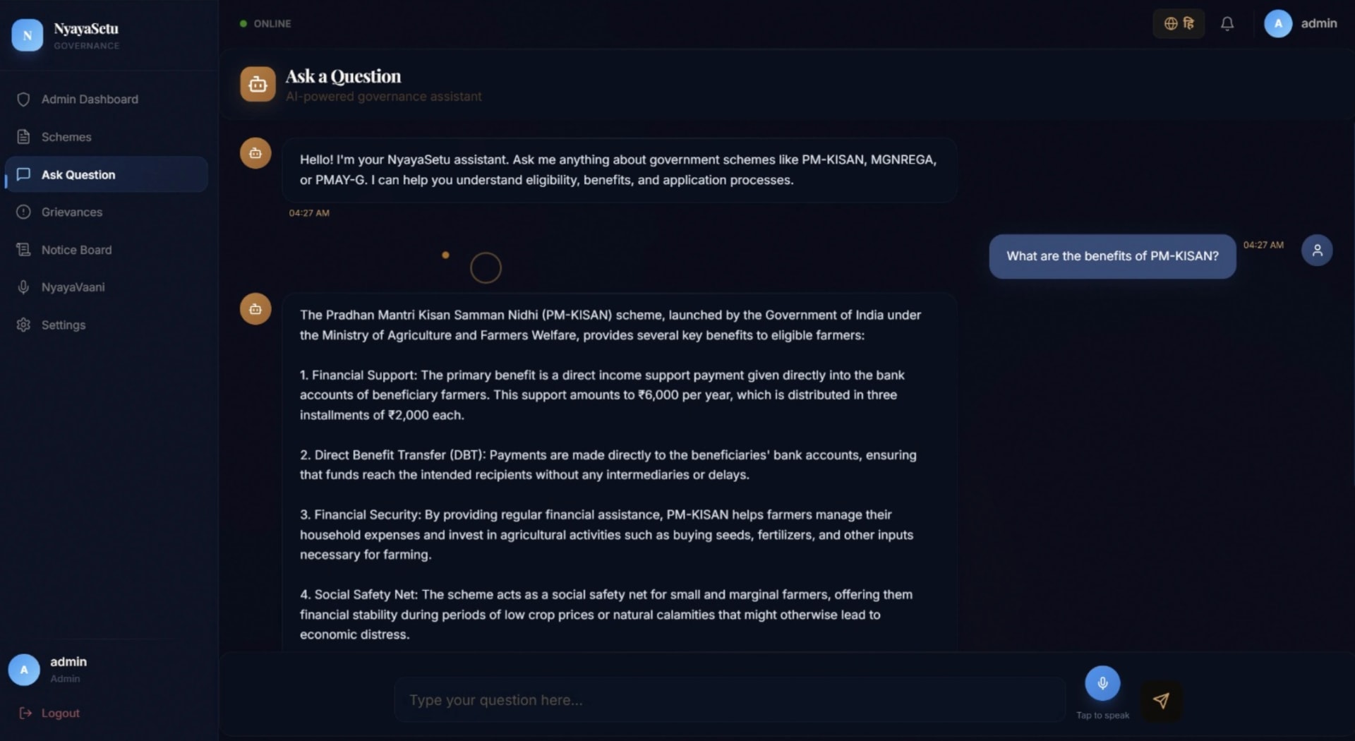 NyayaSetu - Grievance Routing Dashboard