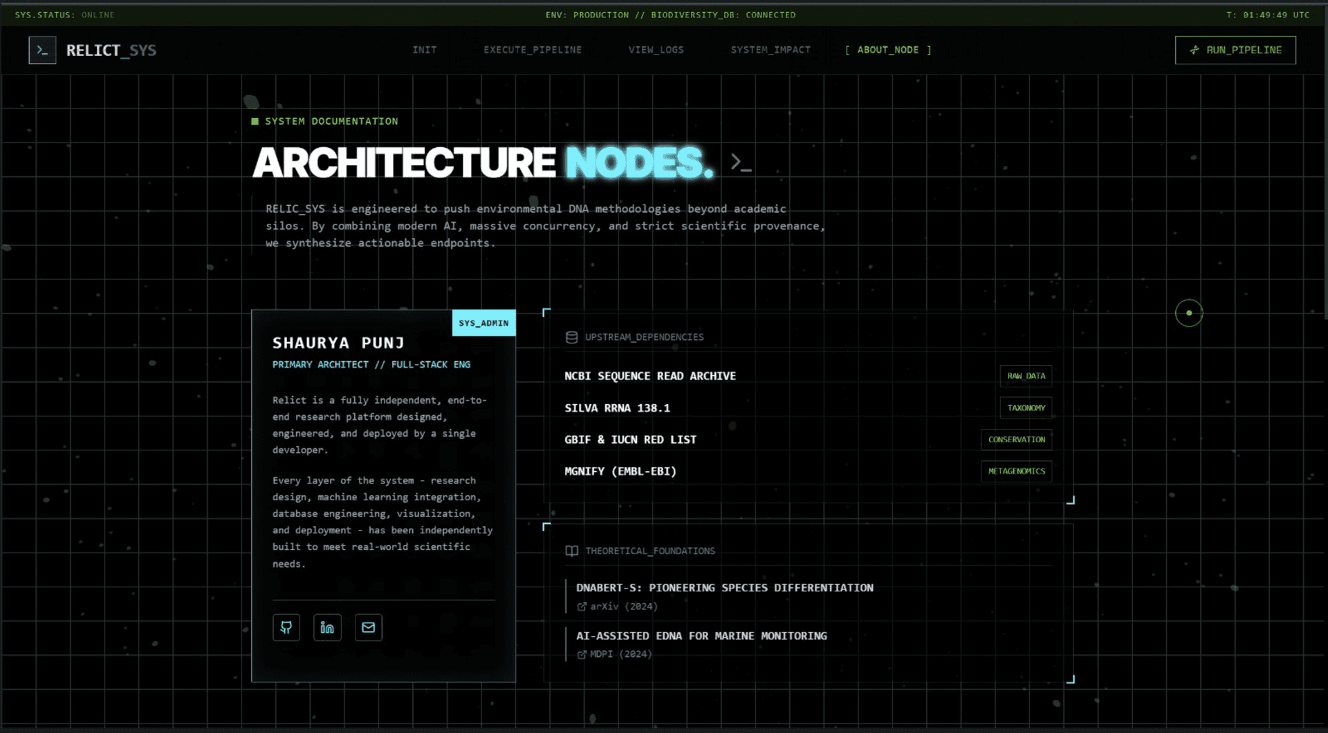 Relict - eDNA Analysis Pipeline Dashboard