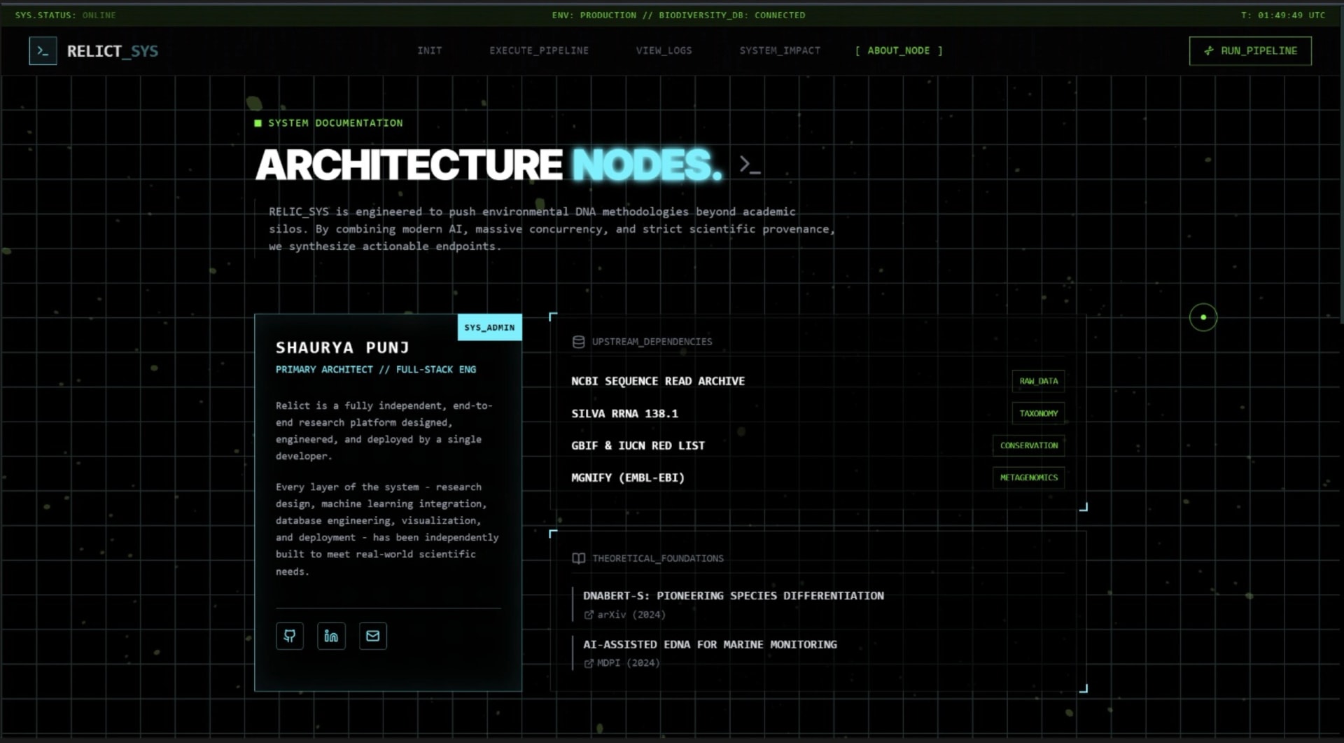 Relict - eDNA Analysis Pipeline Dashboard